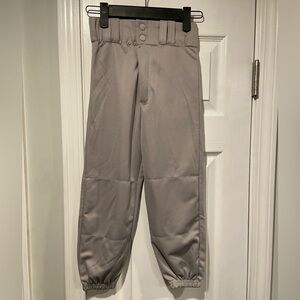 VKM Size Youth Small Gray Zip Up Snap Baseball Pants Pocket Belt Loops